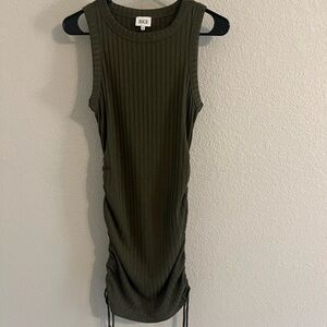BKE Dark Green Ribbed Sleeveless Mini Dress